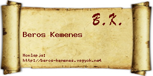 Beros Kemenes névjegykártya